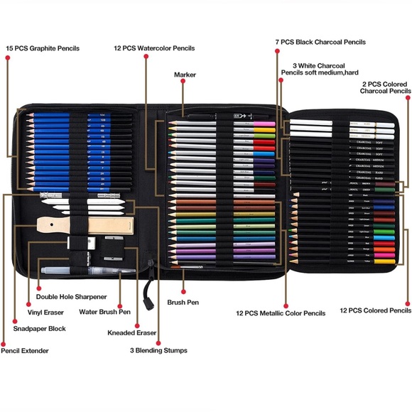 PRINA 76 Pack Drawing Set Sketching Kit - Picture 5 of 5